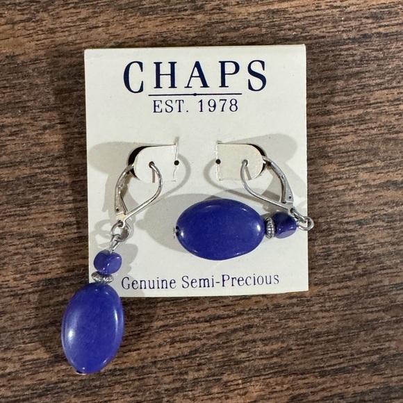 Chaps Jewelry - Chaps Blue Semi-Precious Stone Drop Earrings – Silver Tone
